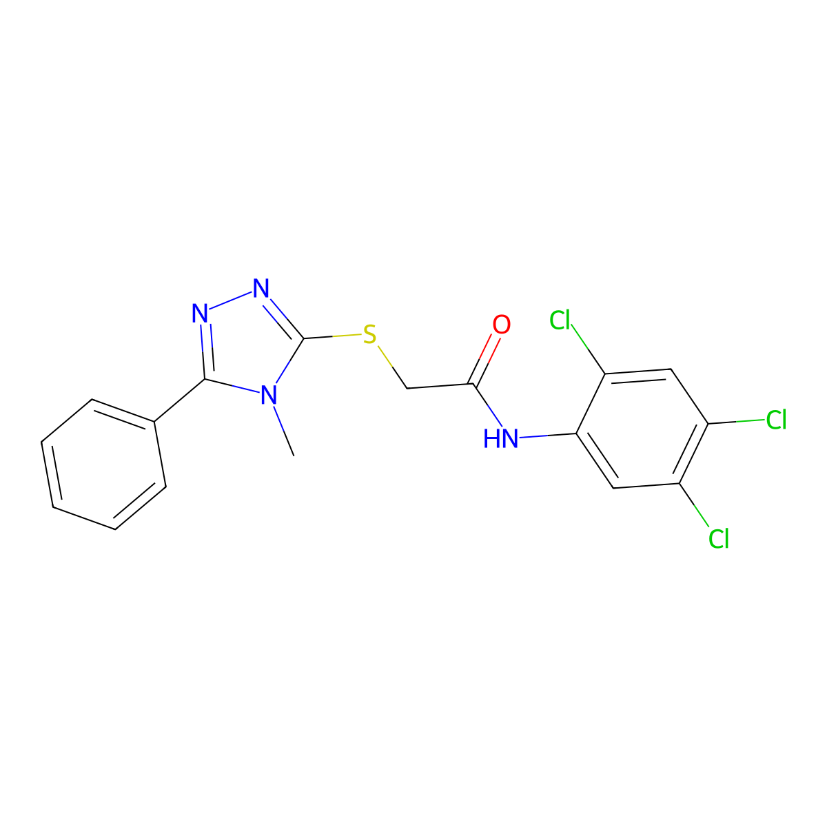2-[(4-methyl-5-phenyl-1,2,4-triazol-3-yl)sulfanyl]-N-(2,4,5-trichlorophenyl)acetamide molecular structure, CAS 694467-99-7