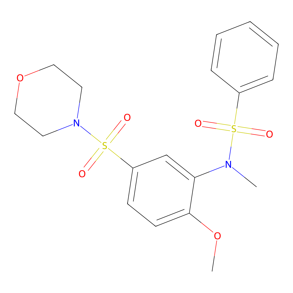 N-(2-methoxy-5-morpholin-4-ylsulfonylphenyl)-N-methylbenzenesulfonamide molecular structure, CAS 694468-60-5