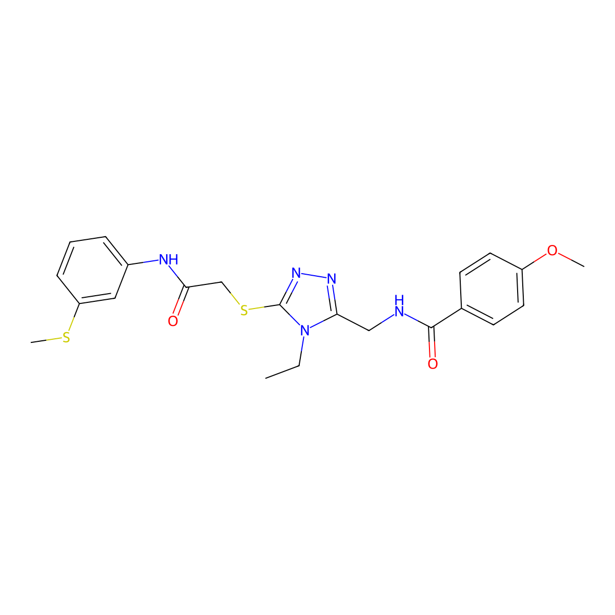 N-[[4-ethyl-5-[2-(3-methylsulfanylanilino)-2-oxoethyl]sulfanyl-1,2,4-triazol-3-yl]methyl]-4-methoxybenzamide molecular structure, CAS 694468-61-6