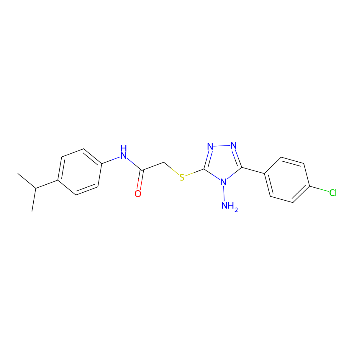 2-((4-amino-5-(4-chlorophenyl)-4H-1,2,4-triazol-3-yl)thio)-N-(4-isopropylphenyl)acetamide molecular structure, CAS 694468-69-4