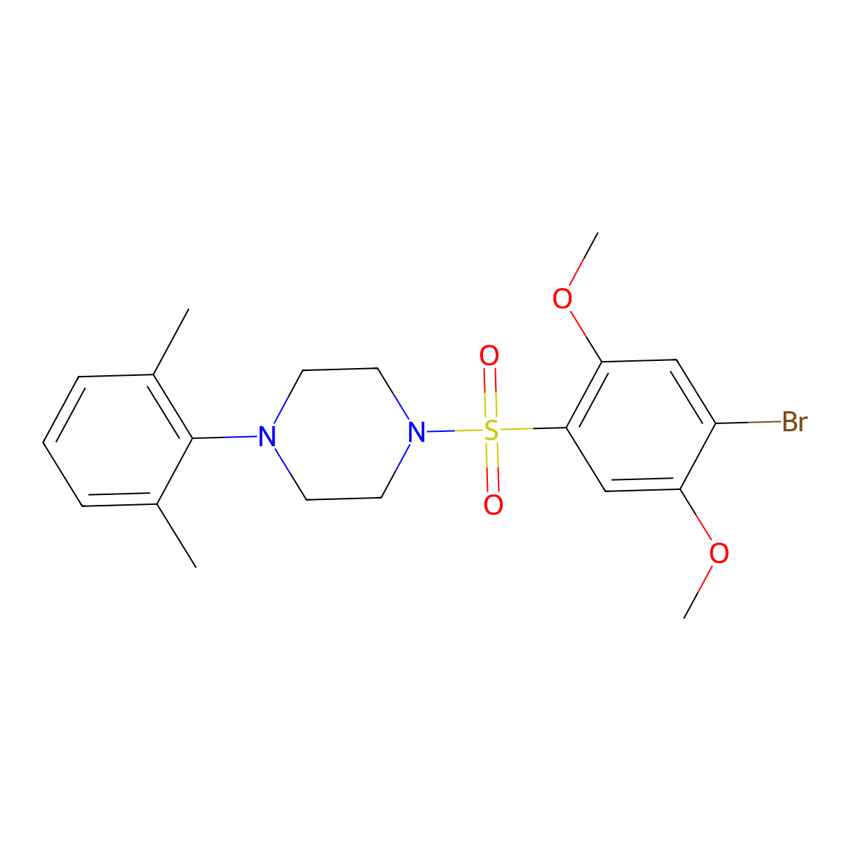 1-[(4-Bromo-2,5-dimethoxyphenyl)sulfonyl]-4-(2,6-dimethylphenyl)piperazine molecular structure, CAS 694468-73-0