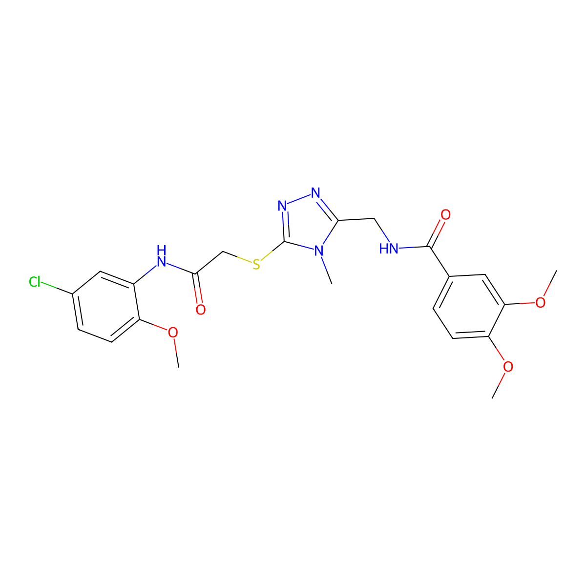 N-[[5-[2-(5-chloro-2-methoxyanilino)-2-oxoethyl]sulfanyl-4-methyl-1,2,4-triazol-3-yl]methyl]-3,4-dimethoxybenzamide molecular structure, CAS 694469-26-6