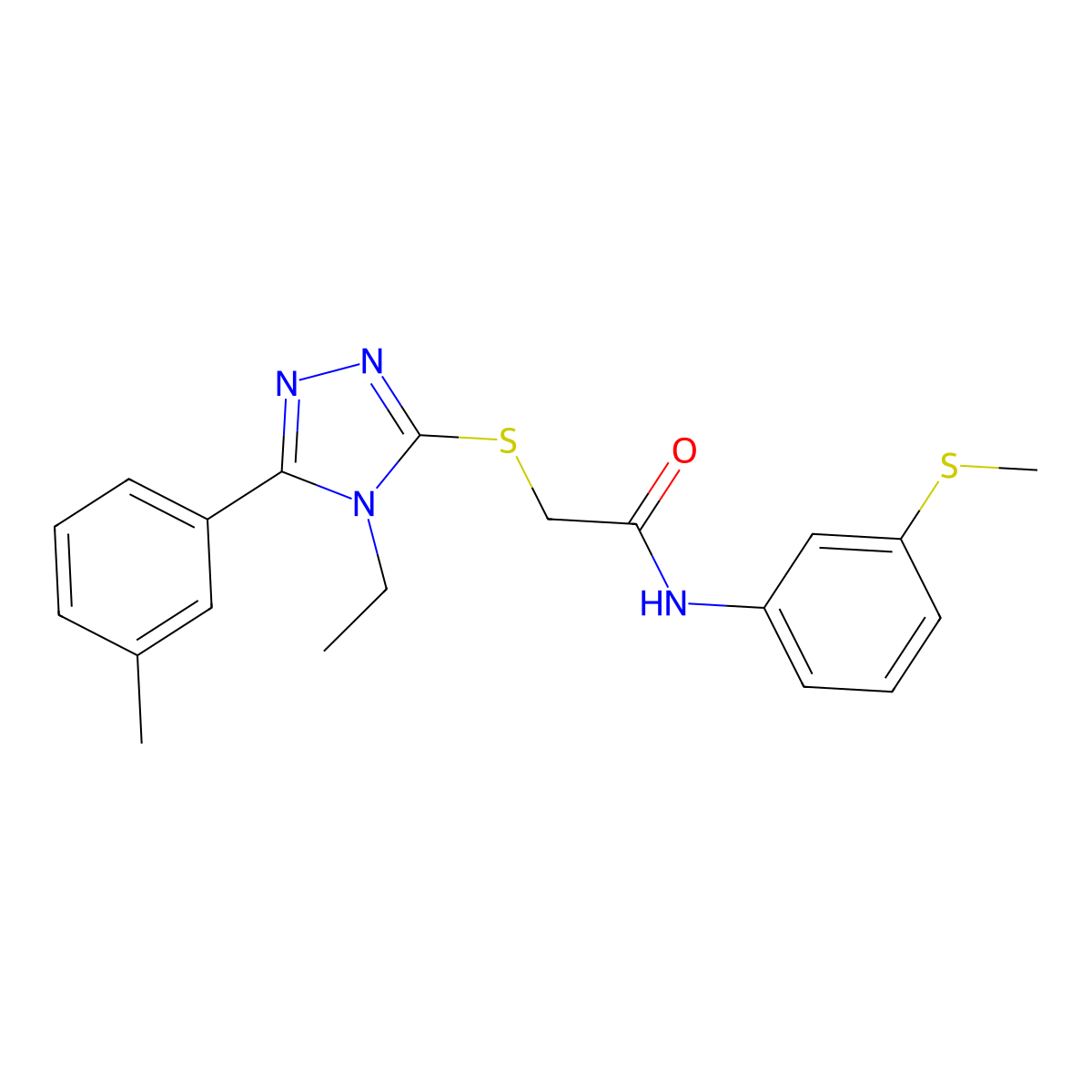 2-[[4-ethyl-5-(3-methylphenyl)-1,2,4-triazol-3-yl]sulfanyl]-N-(3-methylsulfanylphenyl)acetamide molecular structure, CAS 694469-35-7