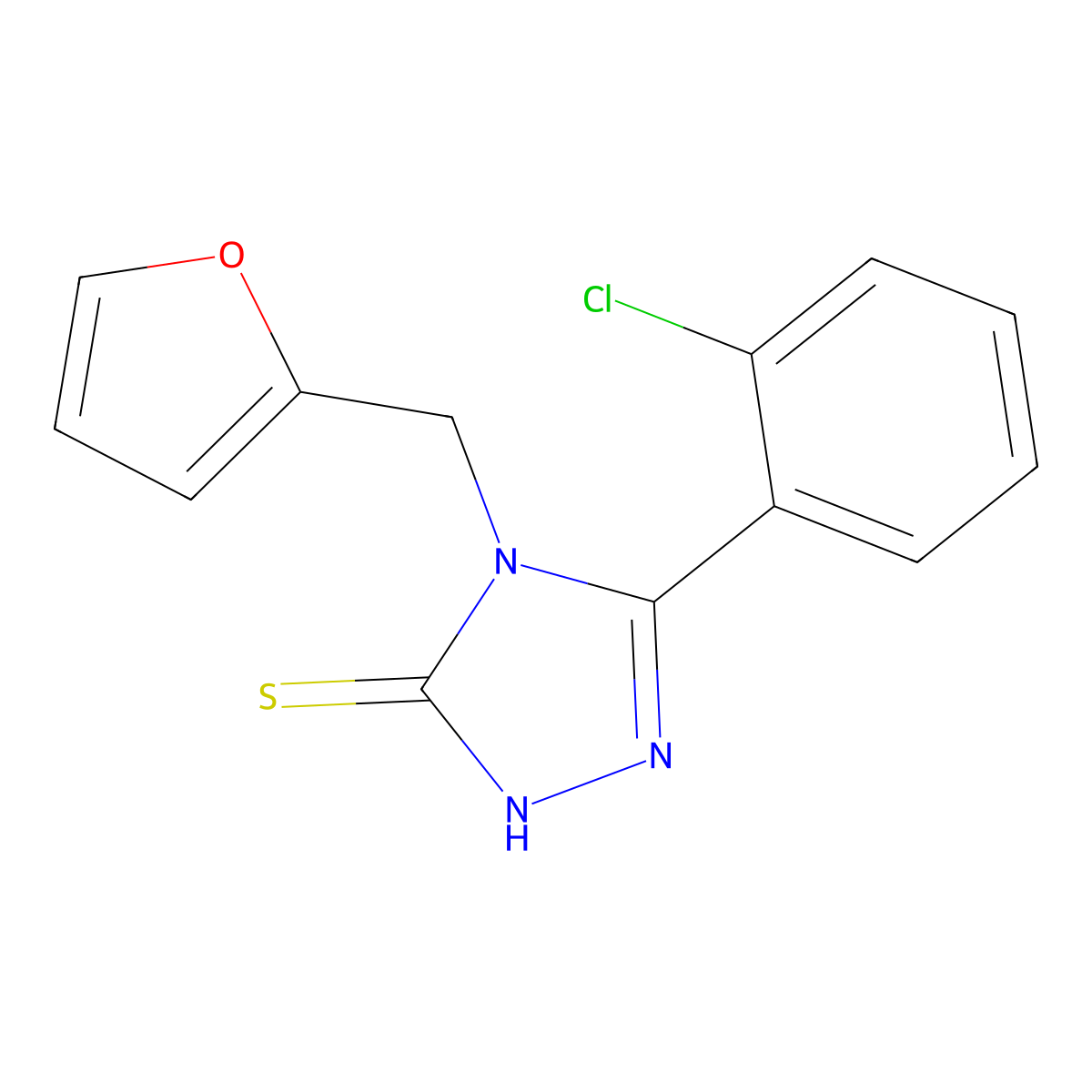 5-(2-chlorophenyl)-4-(furan-2-ylmethyl)-4H-1,2,4-triazole-3-thiol molecular structure, CAS 694469-41-5