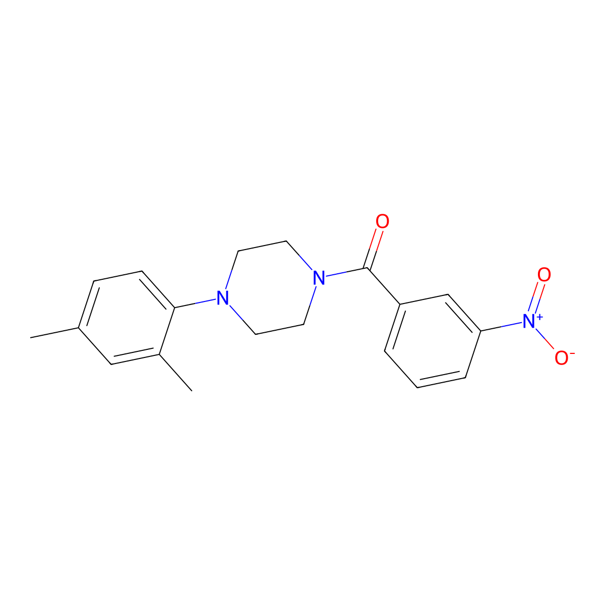 (4-(2,4-Dimethylphenyl)piperazin-1-yl)(3-nitrophenyl)methanone molecular structure, CAS 694472-64-5