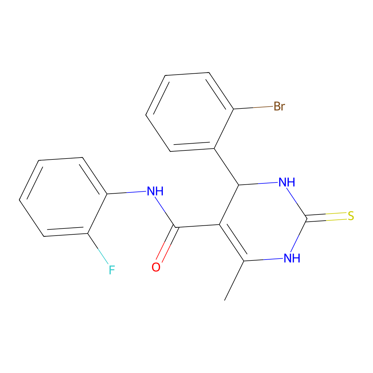 4-(2-bromophenyl)-N-(2-fluorophenyl)-6-methyl-2-thioxo-1,2,3,4-tetrahydropyrimidine-5-carboxamide molecular structure, CAS 694472-73-6