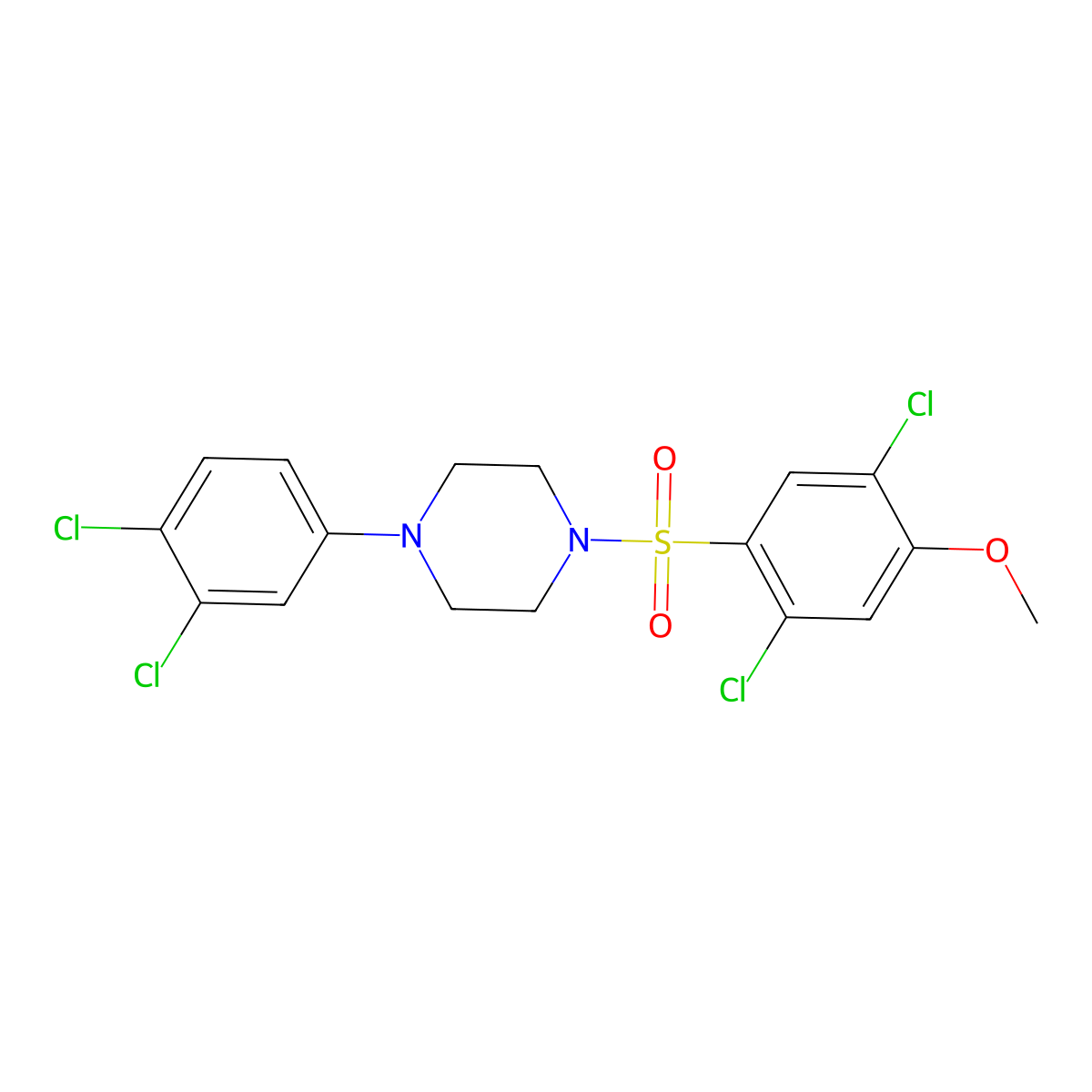 1-(2,5-Dichloro-4-methoxybenzenesulfonyl)-4-(3,4-dichlorophenyl)piperazine molecular structure, CAS 694473-14-8