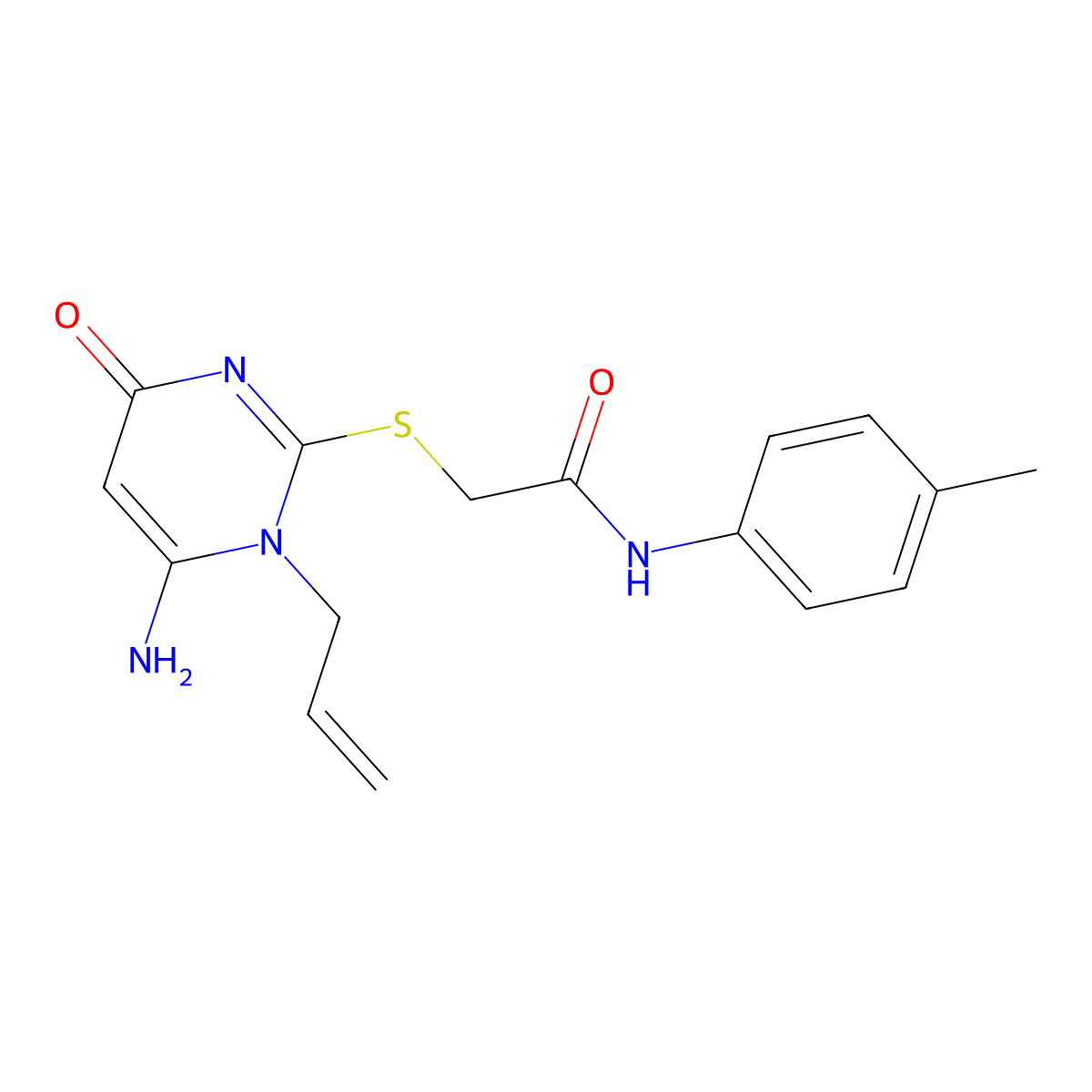 2-(6-amino-4-oxo-1-prop-2-enylpyrimidin-2-yl)sulfanyl-N-(4-methylphenyl)acetamide molecular structure, CAS 694473-32-0