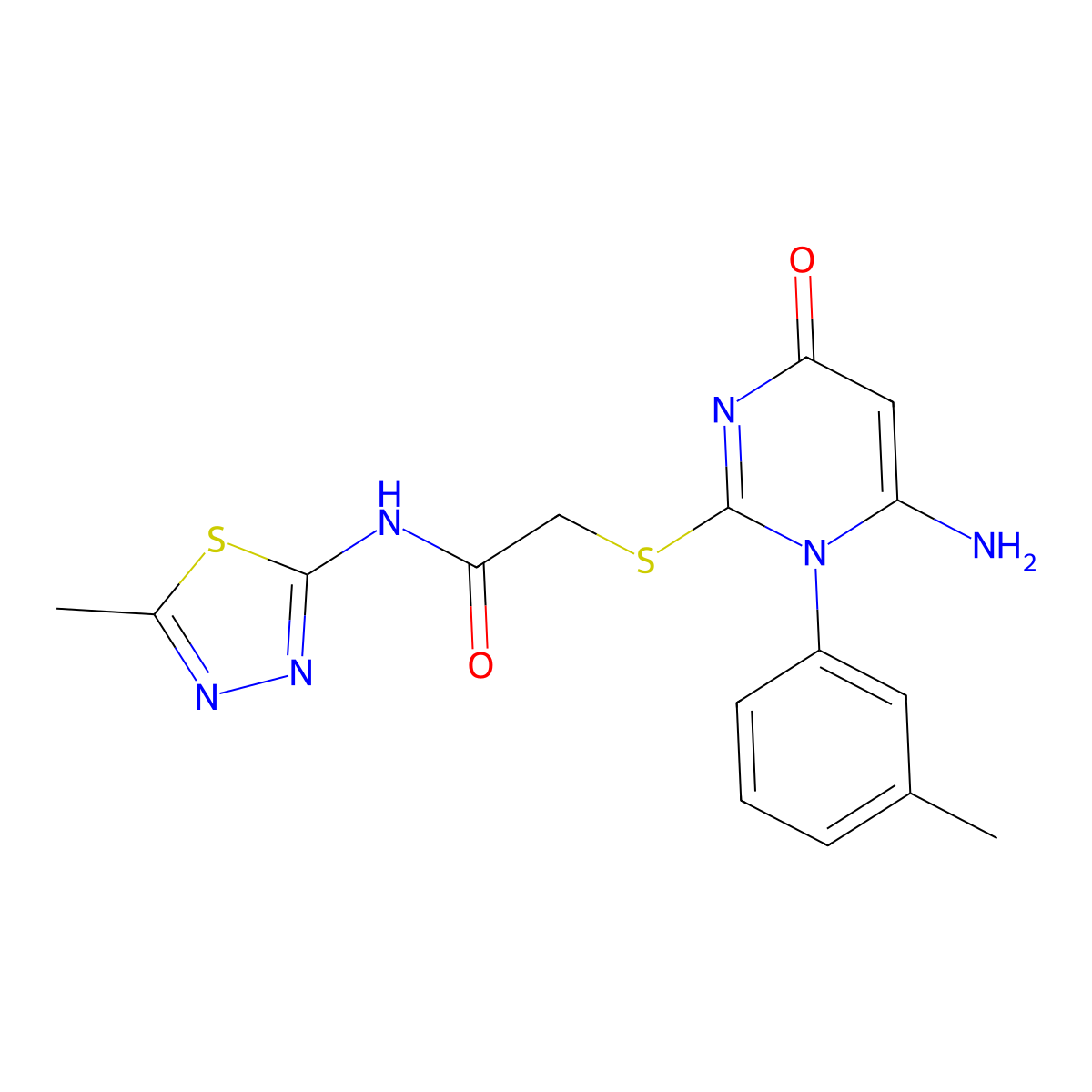2-[6-amino-1-(3-methylphenyl)-4-oxopyrimidin-2-yl]sulfanyl-N-(5-methyl-1,3,4-thiadiazol-2-yl)acetamide molecular structure, CAS 694473-59-1