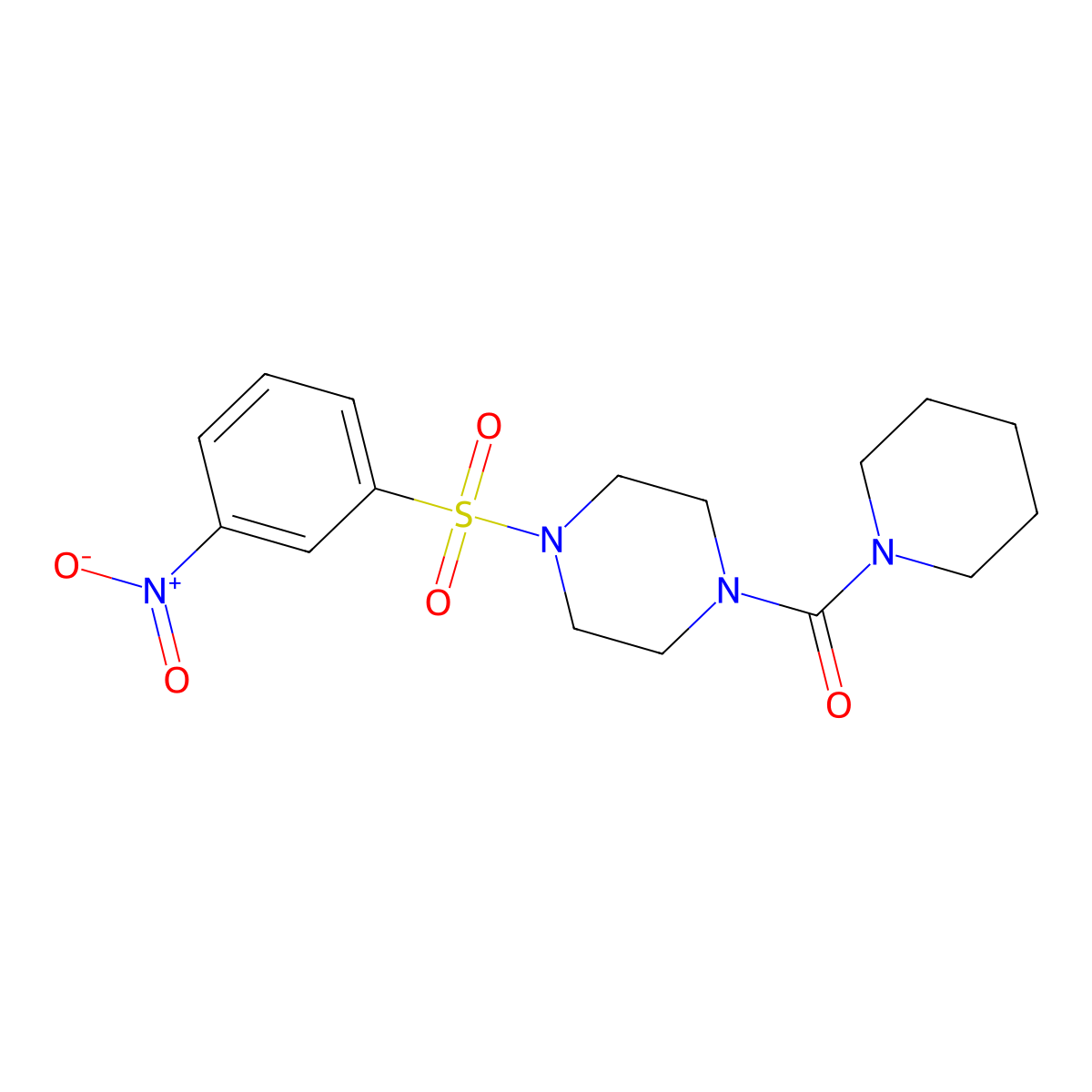 4-[(3-Nitrophenyl)sulfonyl]piperazinyl piperidyl ketone molecular structure, CAS 694473-65-9