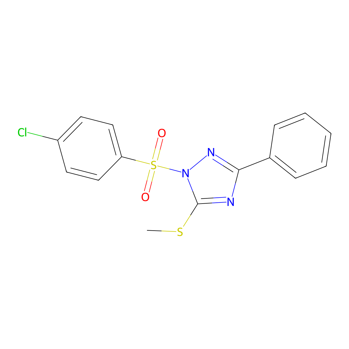 1-(4-Chlorophenyl)sulfonyl-5-methylsulfanyl-3-phenyl-1,2,4-triazole molecular structure, CAS 694473-71-7