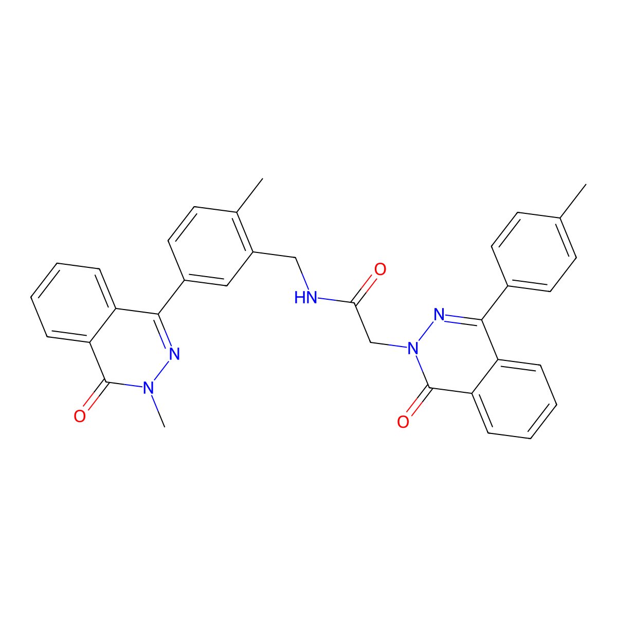 N-[[2-methyl-5-(3-methyl-4-oxophthalazin-1-yl)phenyl]methyl]-2-[4-(4-methylphenyl)-1-oxophthalazin-2-yl]acetamide molecular structure, CAS 694473-82-0