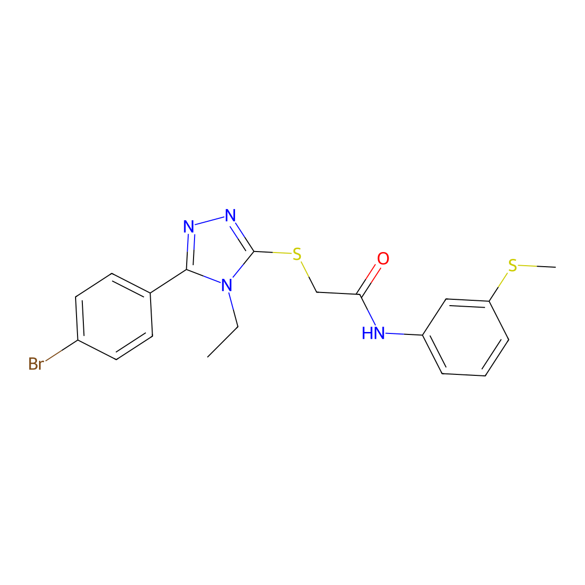 2-[[5-(4-bromophenyl)-4-ethyl-1,2,4-triazol-3-yl]sulfanyl]-N-(3-methylsulfanylphenyl)acetamide molecular structure, CAS 694473-87-5