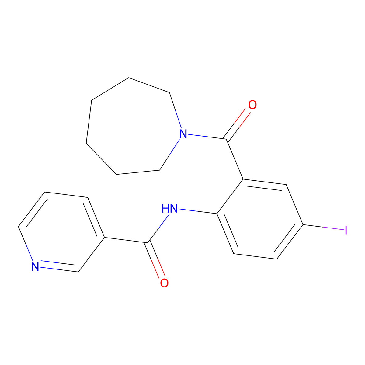 N-[2-(azepane-1-carbonyl)-4-iodophenyl]pyridine-3-carboxamide molecular structure, CAS 694474-00-5