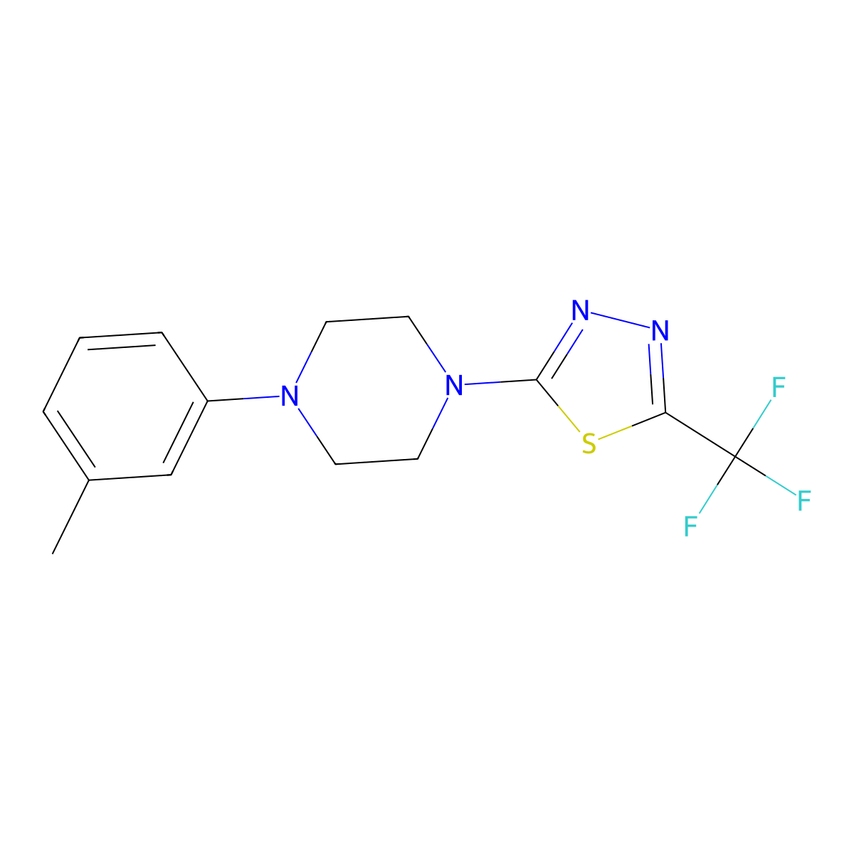 2-[4-(3-Methylphenyl)piperazin-1-yl]-5-(trifluoromethyl)-1,3,4-thiadiazole molecular structure, CAS 694474-05-0