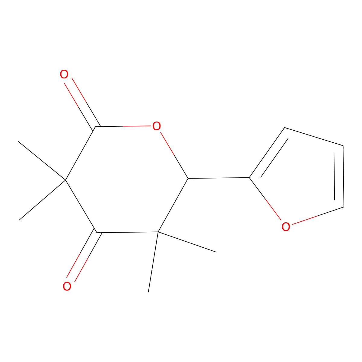6-(Furan-2-yl)-3,3,5,5-tetramethyloxane-2,4-dione molecular structure, CAS 694474-27-6