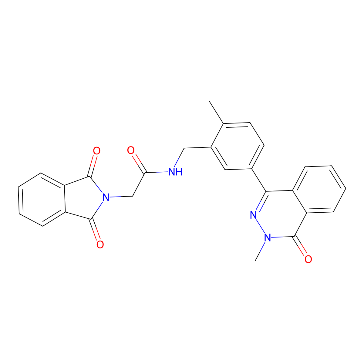 2-(1,3-dioxoisoindol-2-yl)-N-[[2-methyl-5-(3-methyl-4-oxophthalazin-1-yl)phenyl]methyl]acetamide molecular structure, CAS 694474-31-2