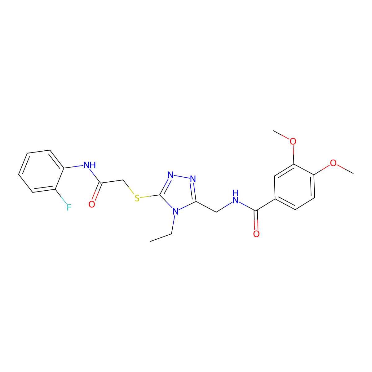 N-[[4-ethyl-5-[2-(2-fluoroanilino)-2-oxoethyl]sulfanyl-1,2,4-triazol-3-yl]methyl]-3,4-dimethoxybenzamide molecular structure, CAS 694474-34-5