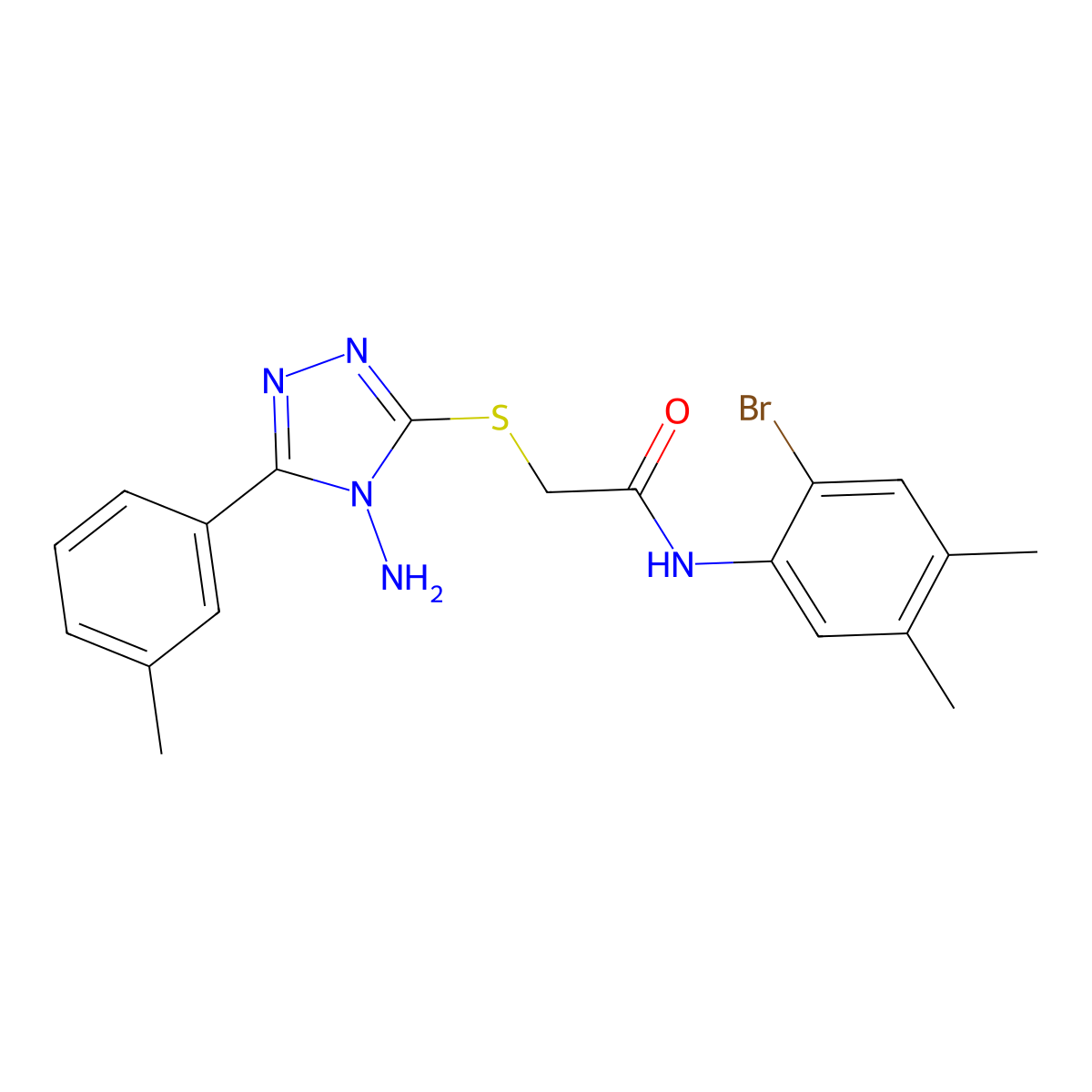 2-[[4-amino-5-(3-methylphenyl)-1,2,4-triazol-3-yl]sulfanyl]-N-(2-bromo-4,5-dimethylphenyl)acetamide molecular structure, CAS 694474-41-4
