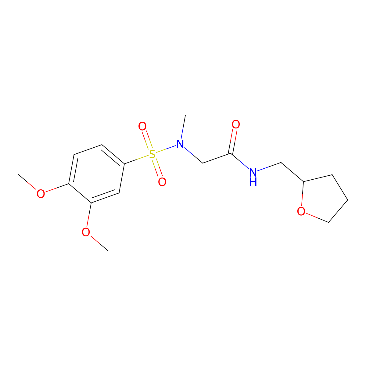 2-[(3,4-dimethoxyphenyl)sulfonyl-methylamino]-N-(oxolan-2-ylmethyl)acetamide molecular structure, CAS 694474-49-2