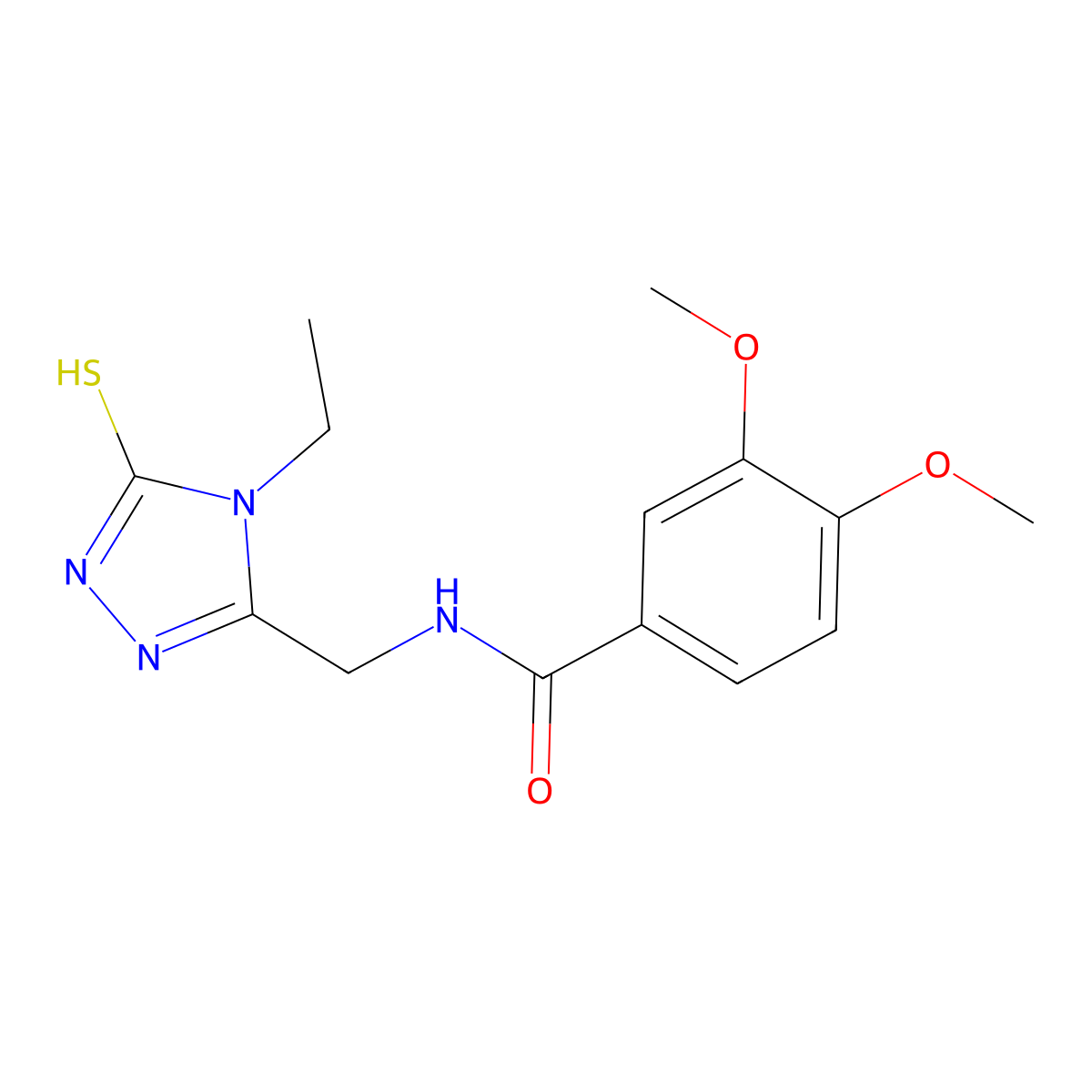 N-[(4-ethyl-5-sulfanyl-4H-1,2,4-triazol-3-yl)methyl]-3,4-dimethoxybenzamide molecular structure, CAS 694474-54-9