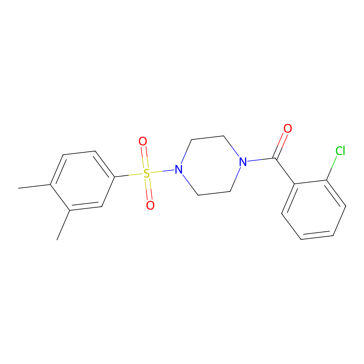 1-(2-Chlorobenzoyl)-4-(3,4-dimethylbenzenesulfonyl)piperazine molecular structure, CAS 694474-62-9
