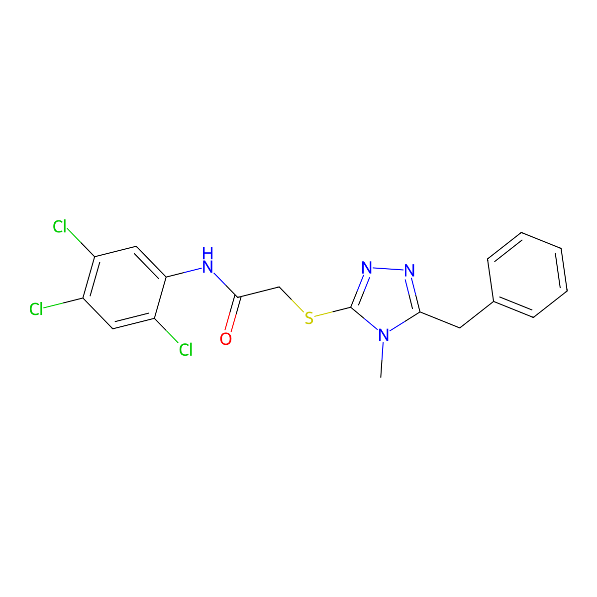 2-[(5-benzyl-4-methyl-1,2,4-triazol-3-yl)sulfanyl]-N-(2,4,5-trichlorophenyl)acetamide molecular structure, CAS 694474-67-4