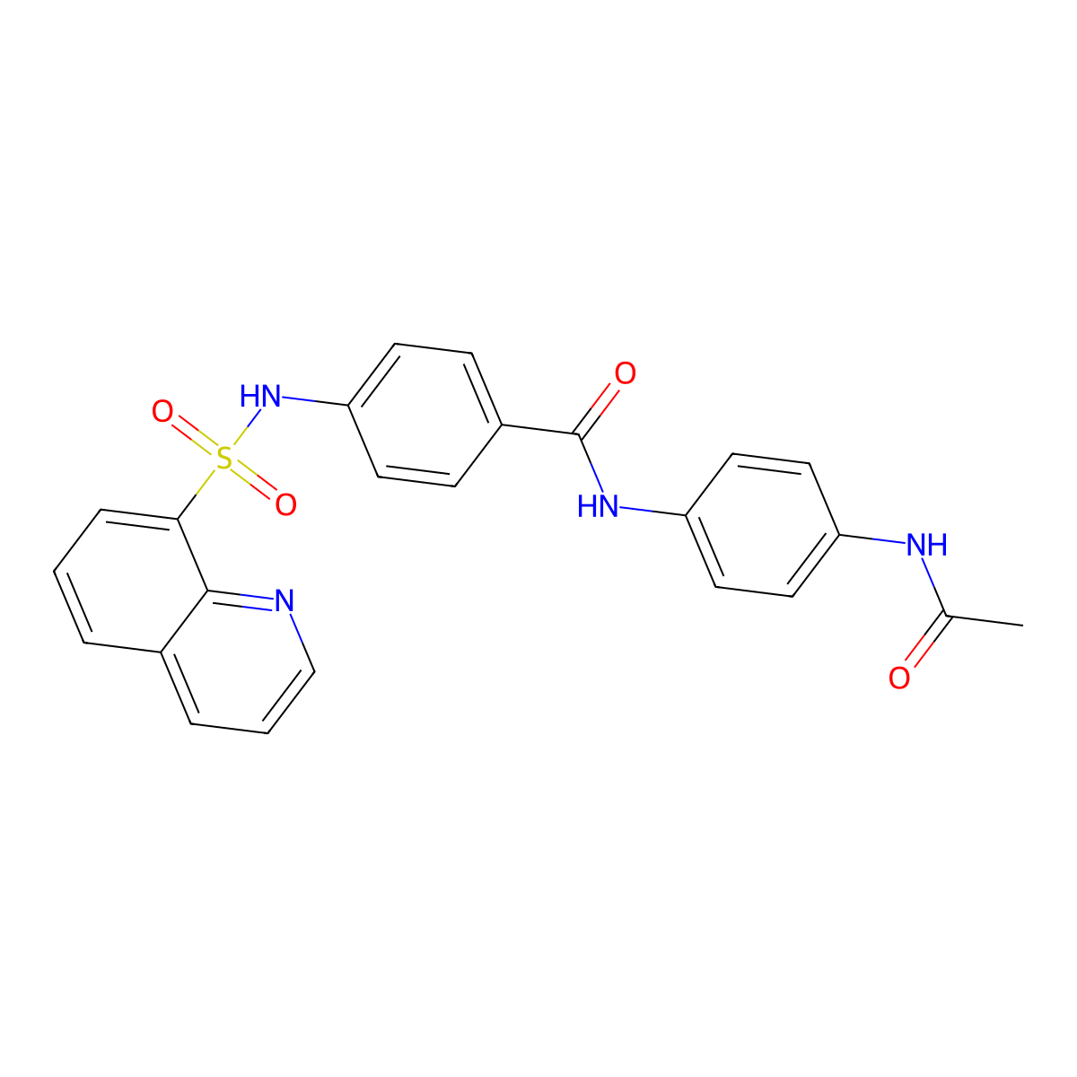 N-(4-acetamidophenyl)-4-(quinolin-8-ylsulfonylamino)benzamide molecular structure, CAS 694474-86-7