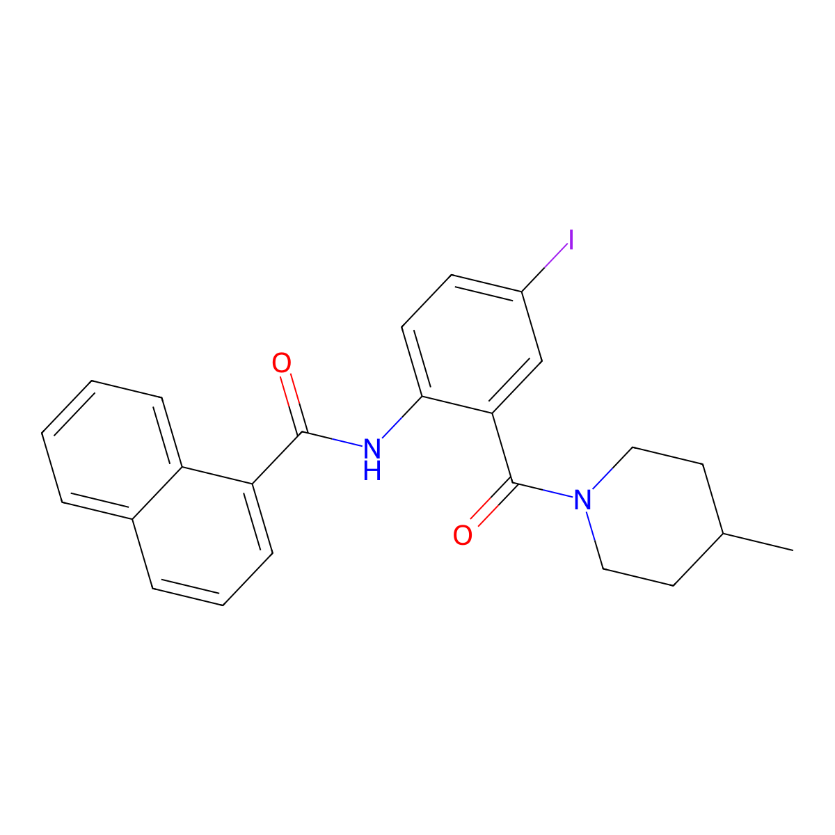 N-[4-iodo-2-(4-methylpiperidine-1-carbonyl)phenyl]naphthalene-1-carboxamide molecular structure, CAS 694474-87-8