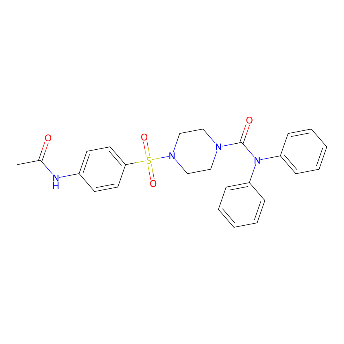 4-(4-acetamidobenzenesulfonyl)-N,N-diphenylpiperazine-1-carboxamide molecular structure, CAS 694474-98-1
