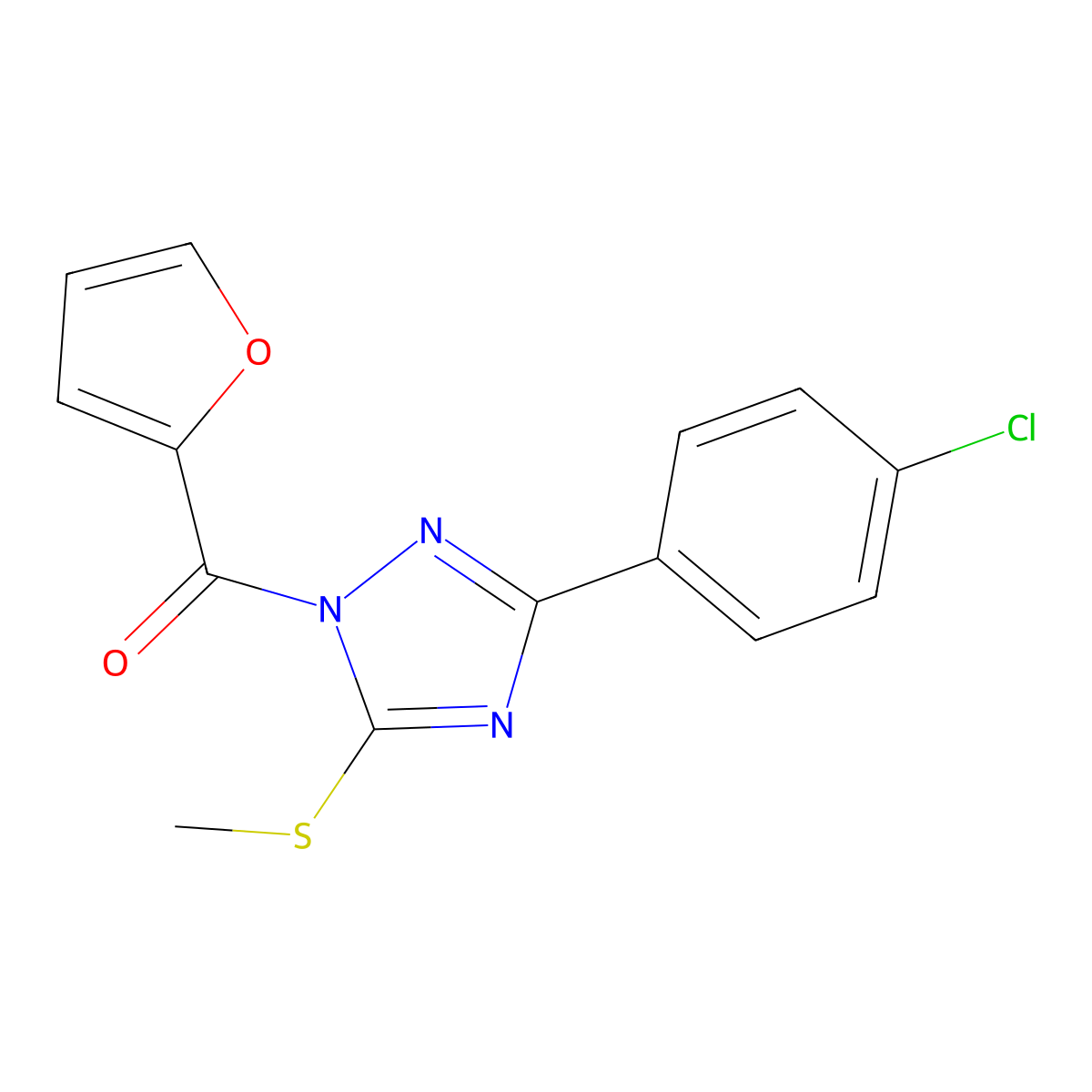 [3-(4-Chlorophenyl)-5-(methylthio)-1,2,4-triazol-1-yl]-(2-furanyl)methanone molecular structure, CAS 694475-00-8