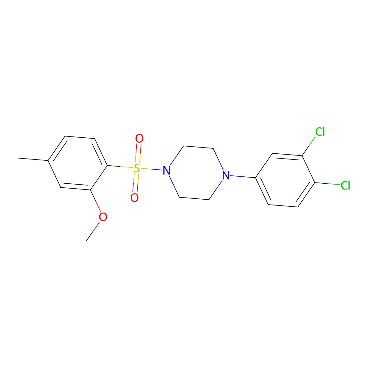 1-(3,4-Dichlorophenyl)-4-(2-methoxy-4-methylphenyl)sulfonylpiperazine molecular structure, CAS 694475-01-9