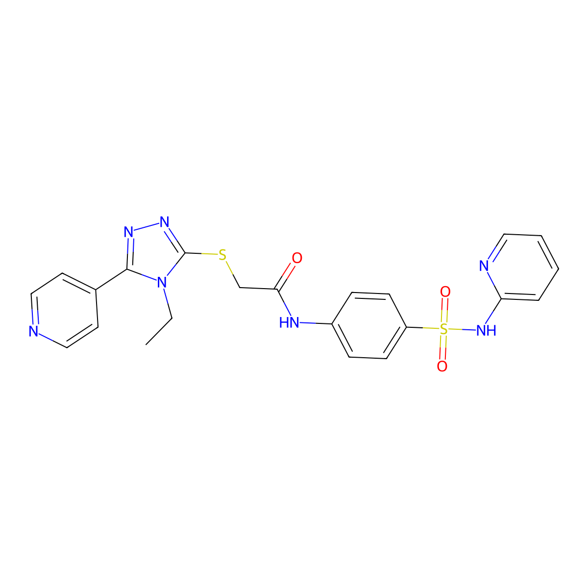 2-{[4-ethyl-5-(4-pyridinyl)-4H-1,2,4-triazol-3-yl]thio}-N-{4-[(2-pyridinylamino)sulfonyl]phenyl}acetamide molecular structure, CAS 694475-07-5