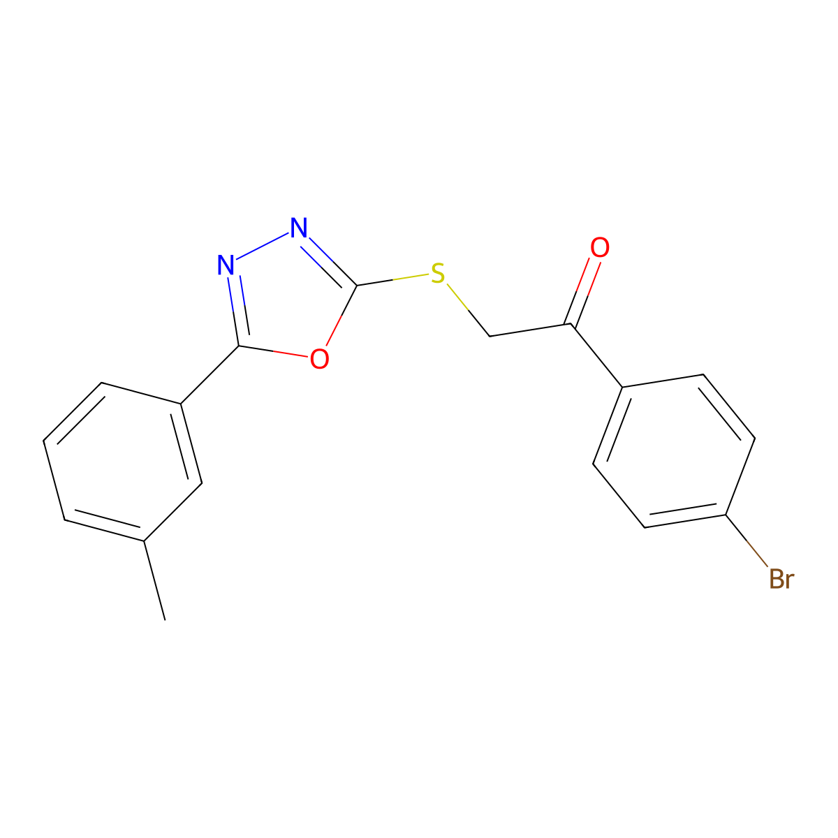 1-(4-Bromophenyl)-2-{[5-(3-methylphenyl)-1,3,4-oxadiazol-2-yl]sulfanyl}ethanone molecular structure, CAS 694475-12-2