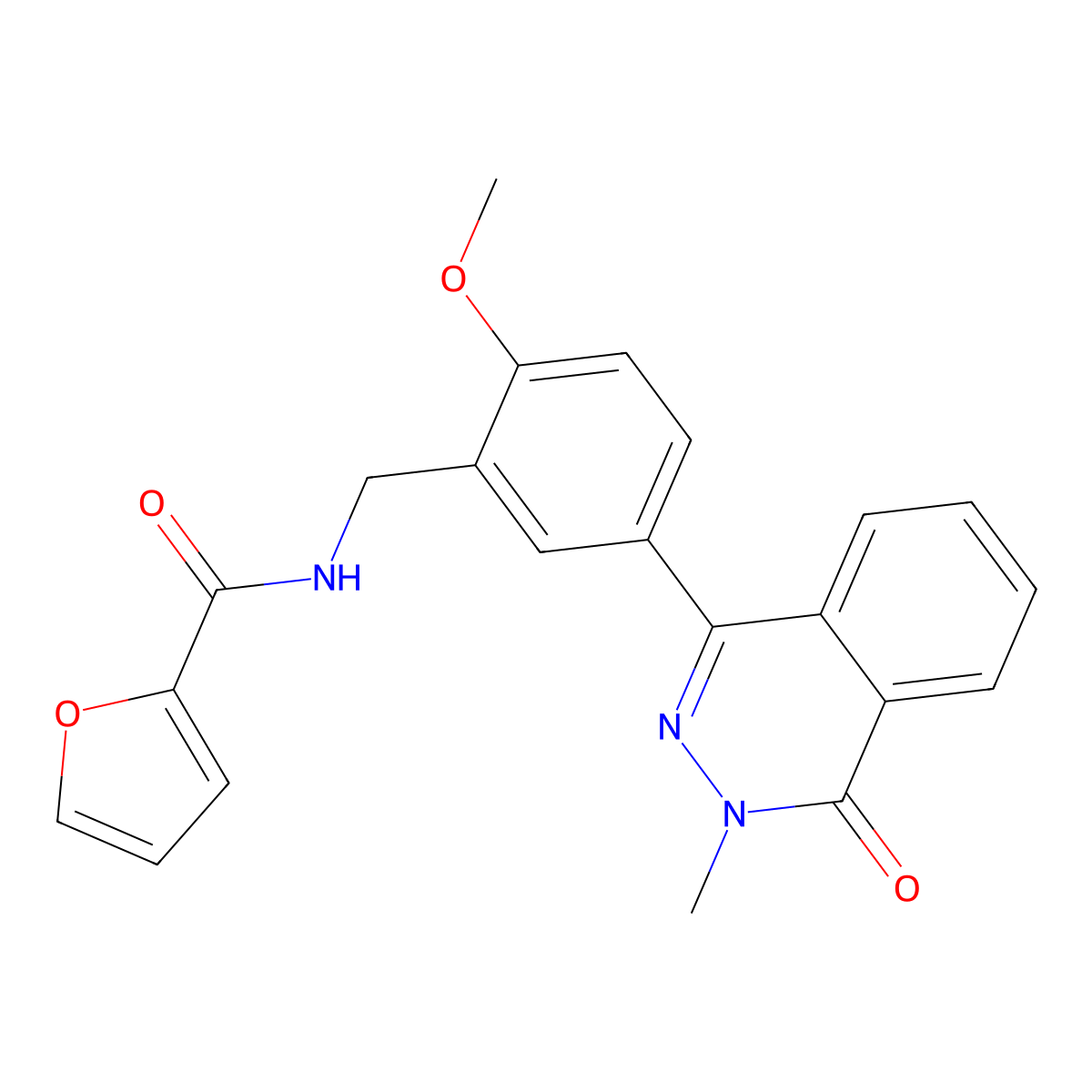 N-[[2-methoxy-5-(3-methyl-4-oxophthalazin-1-yl)phenyl]methyl]furan-2-carboxamide molecular structure, CAS 694475-18-8