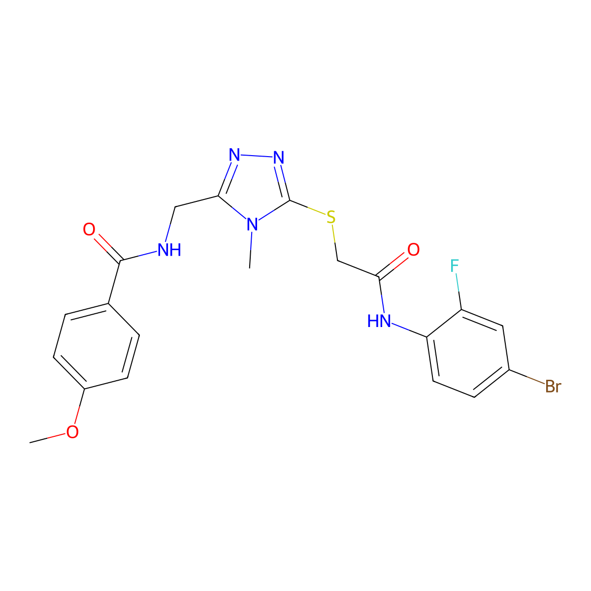 N-[[5-[2-(4-bromo-2-fluoroanilino)-2-oxoethyl]sulfanyl-4-methyl-1,2,4-triazol-3-yl]methyl]-4-methoxybenzamide molecular structure, CAS 694475-71-3