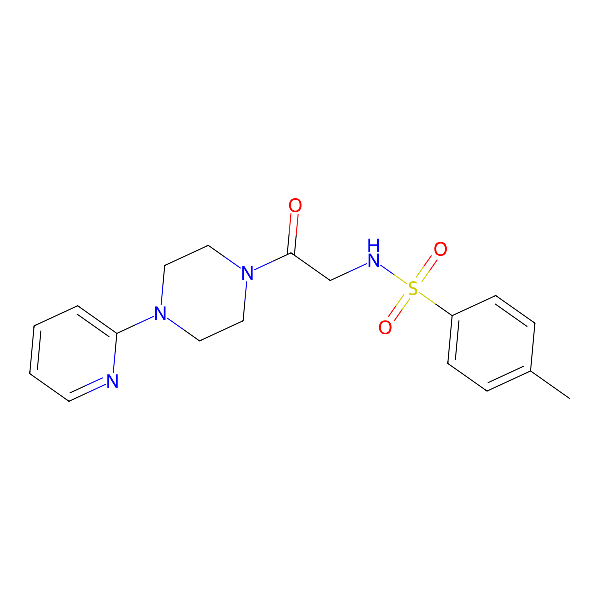 2-{[(4-Methylphenyl)sulfonyl]amino}-1-(4-(2-pyridyl)piperazinyl)ethan-1-one molecular structure, CAS 694475-83-7