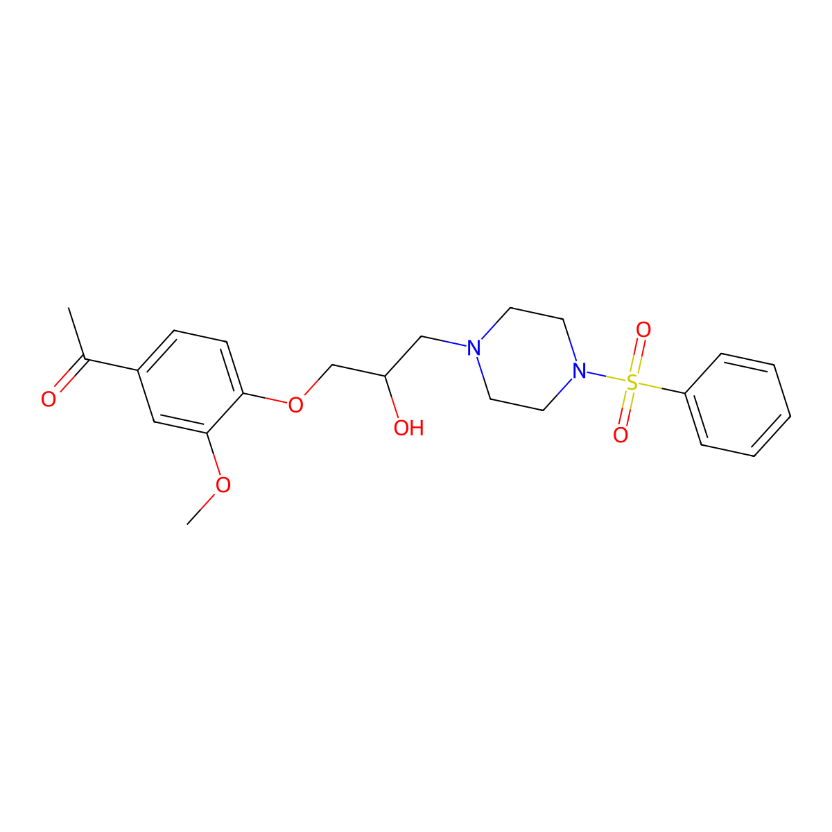 1-(4-{2-Hydroxy-3-[4-(phenylsulfonyl)-1-piperazinyl]propoxy}-3-methoxyphenyl)ethanone molecular structure, CAS 694476-65-8