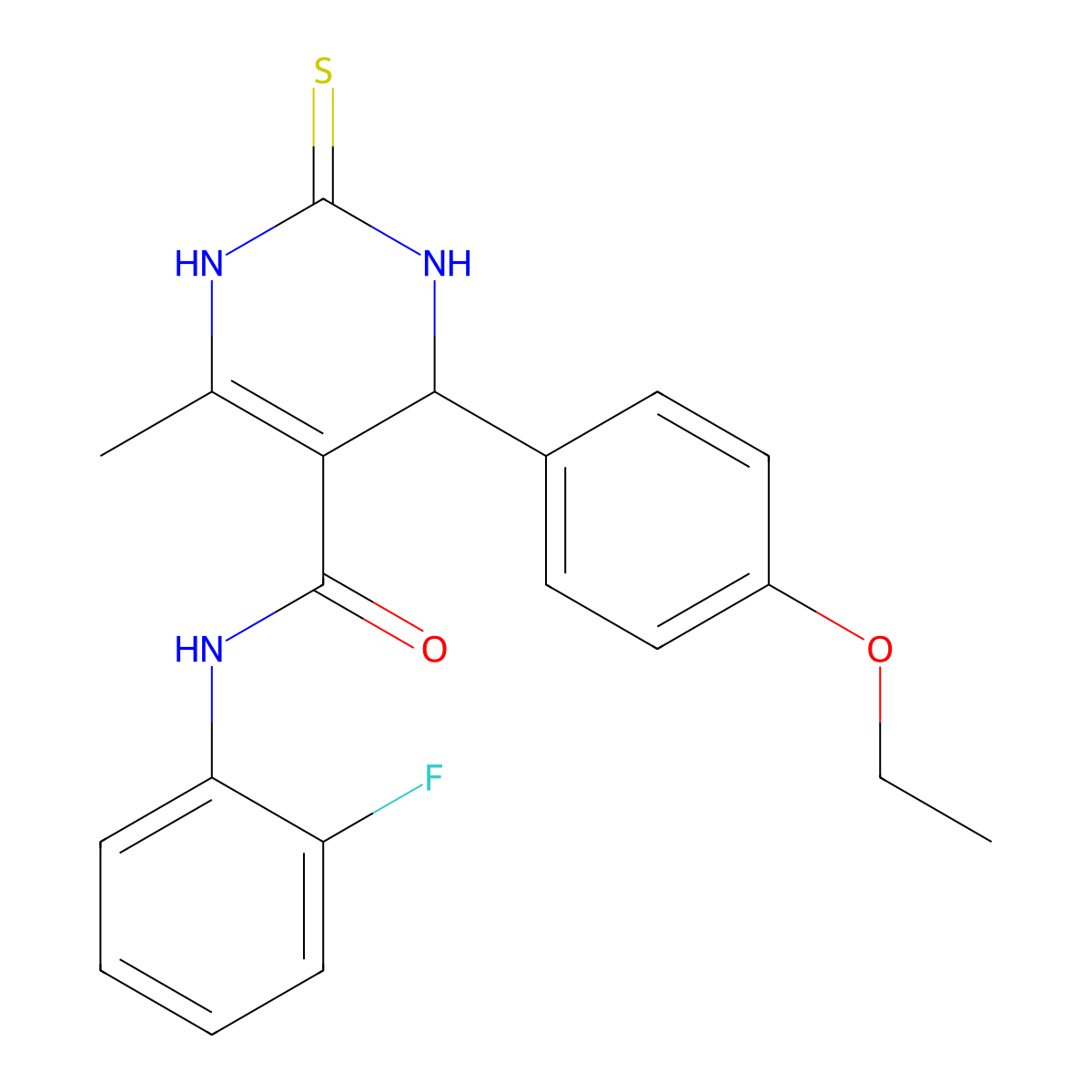 4-(4-ethoxyphenyl)-N-(2-fluorophenyl)-6-methyl-2-sulfanylidene-3,4-dihydro-1H-pyrimidine-5-carboxamide molecular structure, CAS 694476-71-6