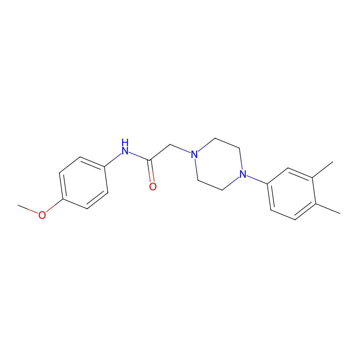 2-[4-(3,4-dimethylphenyl)piperazin-1-yl]-N-(4-methoxyphenyl)acetamide molecular structure, CAS 694476-77-2