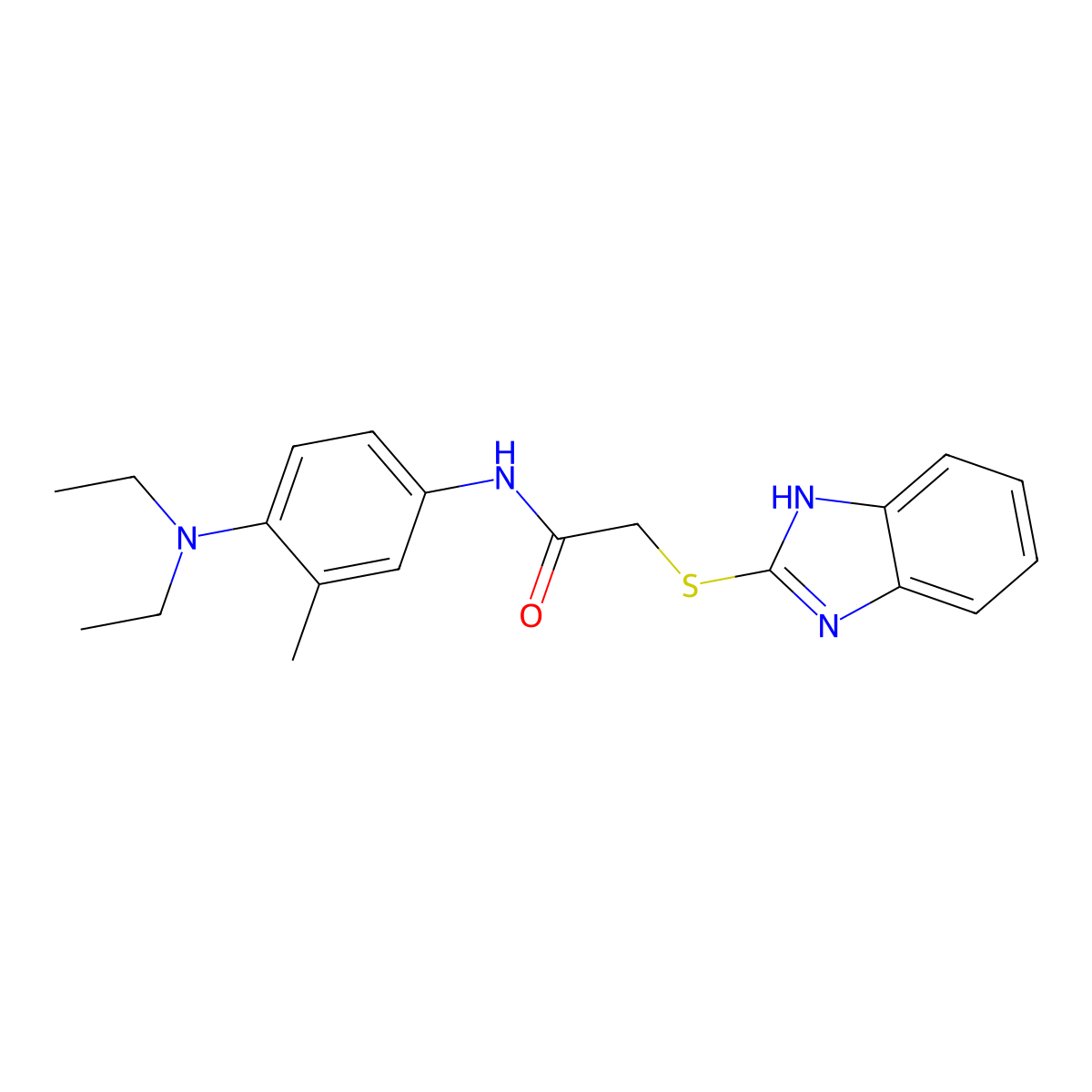 2-(1H-benzimidazol-2-ylsulfanyl)-N-[4-(diethylamino)-3-methylphenyl]acetamide molecular structure, CAS 694477-13-9