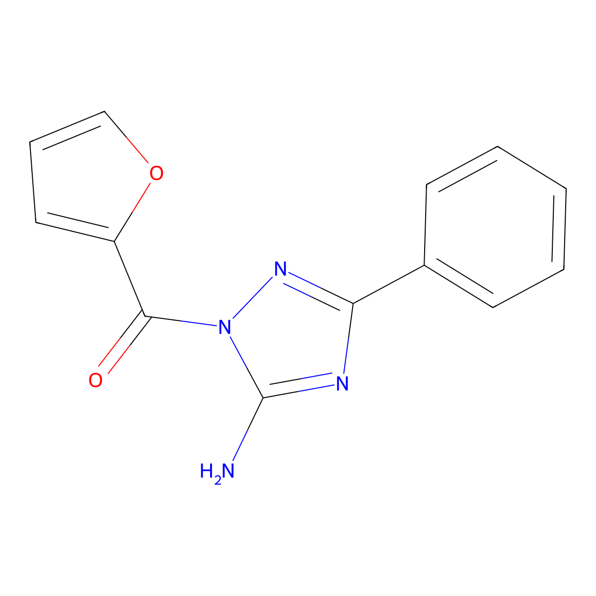 1-(2-furoyl)-3-phenyl-1H-1,2,4-triazol-5-amine molecular structure, CAS 694477-21-9