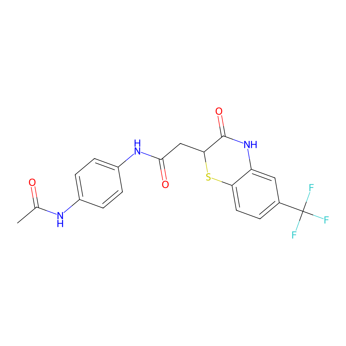 N-(4-acetamidophenyl)-2-[3-oxo-6-(trifluoromethyl)-4H-1,4-benzothiazin-2-yl]acetamide molecular structure, CAS 694477-54-8