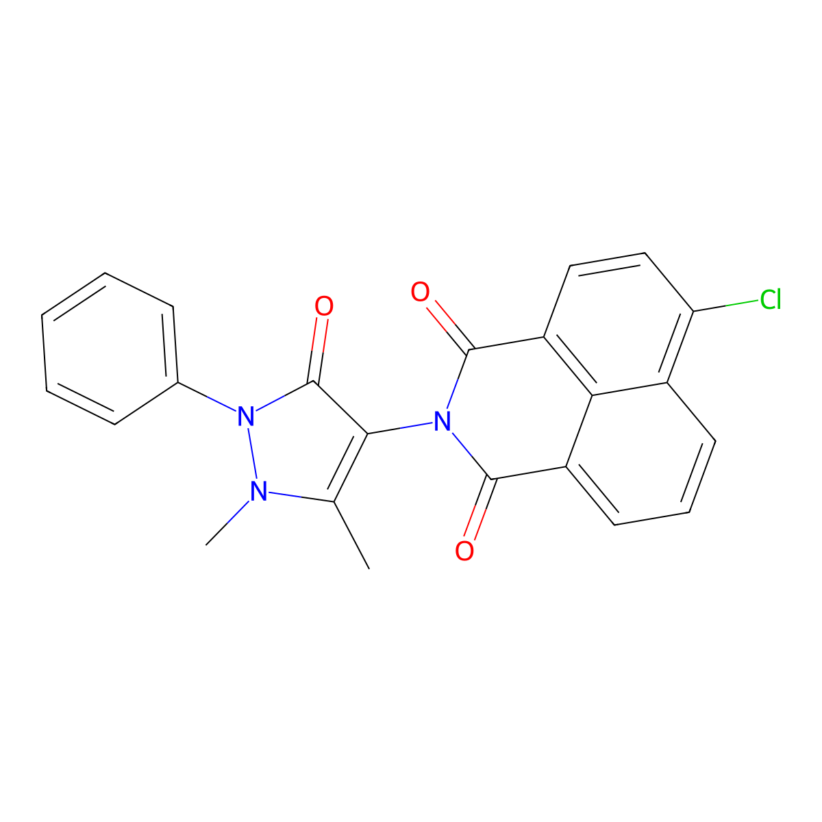 6-chloro-2-(1,5-dimethyl-3-oxo-2-phenyl-2,3-dihydro-1H-pyrazol-4-yl)-1H-benzo[de]isoquinoline-1,3(2H)-dione molecular structure, CAS 694478-05-2