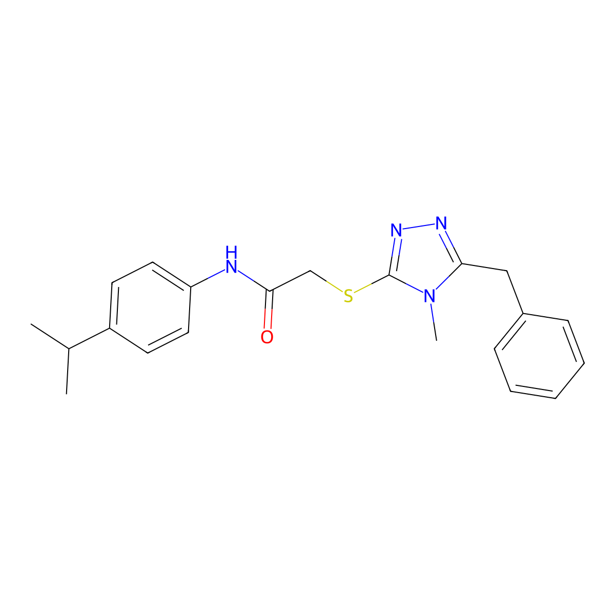 2-[(5-benzyl-4-methyl-1,2,4-triazol-3-yl)sulfanyl]-N-(4-propan-2-ylphenyl)acetamide molecular structure, CAS 694478-72-3