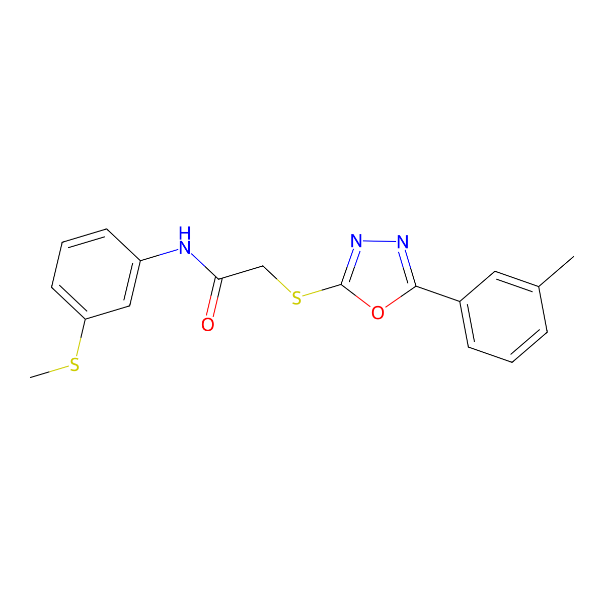 2-{[5-(3-methylphenyl)-1,3,4-oxadiazol-2-yl]sulfanyl}-N-[3-(methylsulfanyl)phenyl]acetamide molecular structure, CAS 694478-74-5