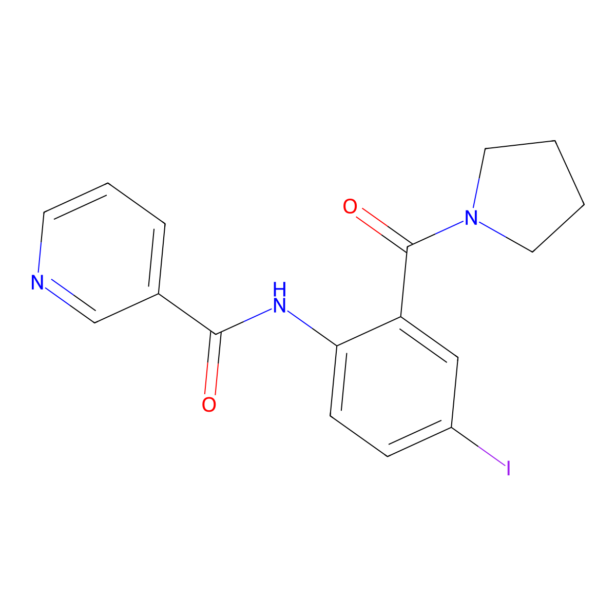 N-[4-iodo-2-(pyrrolidin-1-ylcarbonyl)phenyl]pyridine-3-carboxamide molecular structure, CAS 694479-16-8