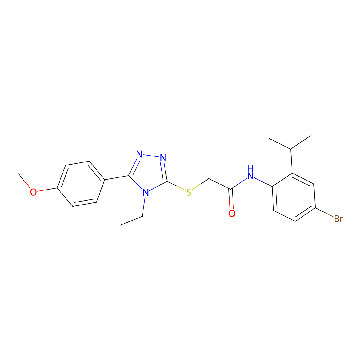 N-(4-bromo-2-propan-2-ylphenyl)-2-[[4-ethyl-5-(4-methoxyphenyl)-1,2,4-triazol-3-yl]sulfanyl]acetamide molecular structure, CAS 694479-25-9