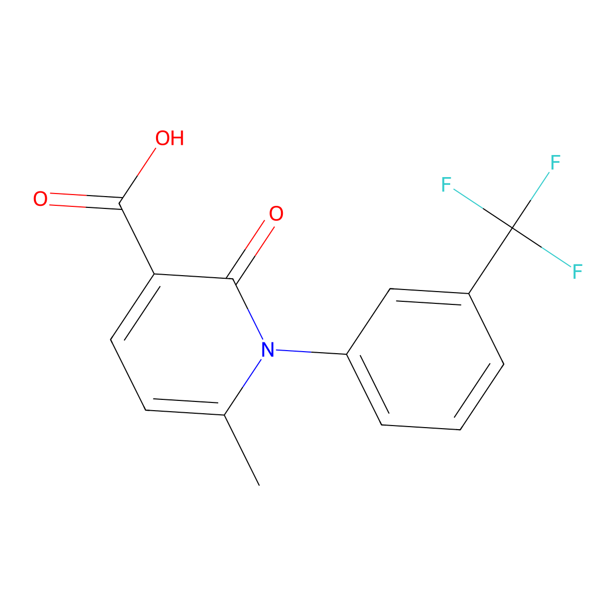 6-Methyl-2-oxo-1-[3-(trifluoromethyl)phenyl]-1,2-dihydropyridine-3-carboxylic acid molecular structure, CAS 694479-56-6