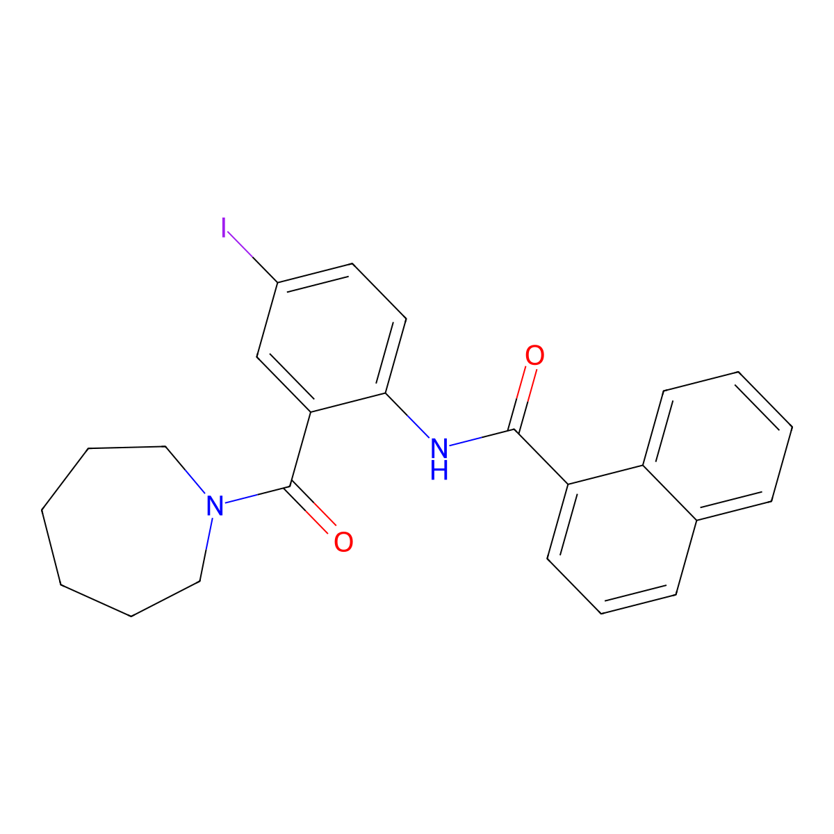N-[2-(azepane-1-carbonyl)-4-iodophenyl]naphthalene-1-carboxamide molecular structure, CAS 694484-04-3